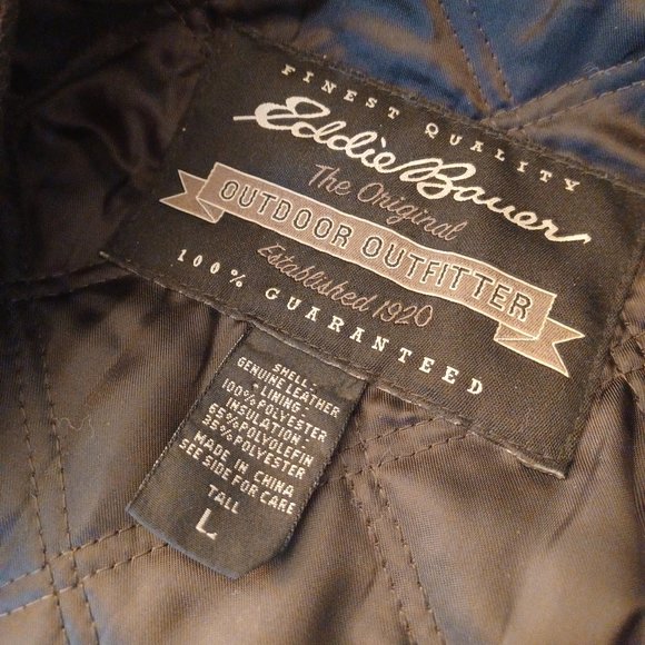 Eddie Bauer Brown Leather Car Coat - Picture 6 of 8
